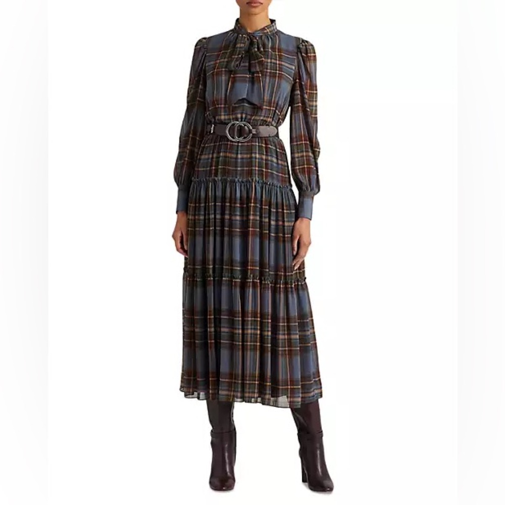 Ralph Lauren plaid midi shirt dress